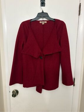 Beyond Threads Alpaca Wool Drape Jacket Burgundy Small S Artsy Lagenlook Peru